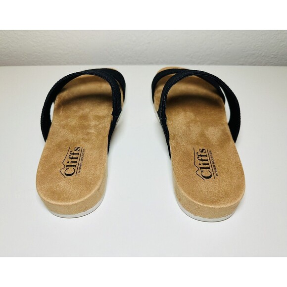 Cliffs White Mountain Tahlie Black Slip‎ On Two Strap Comfort Sandal Women's 7.5 - Picture 3 of 8